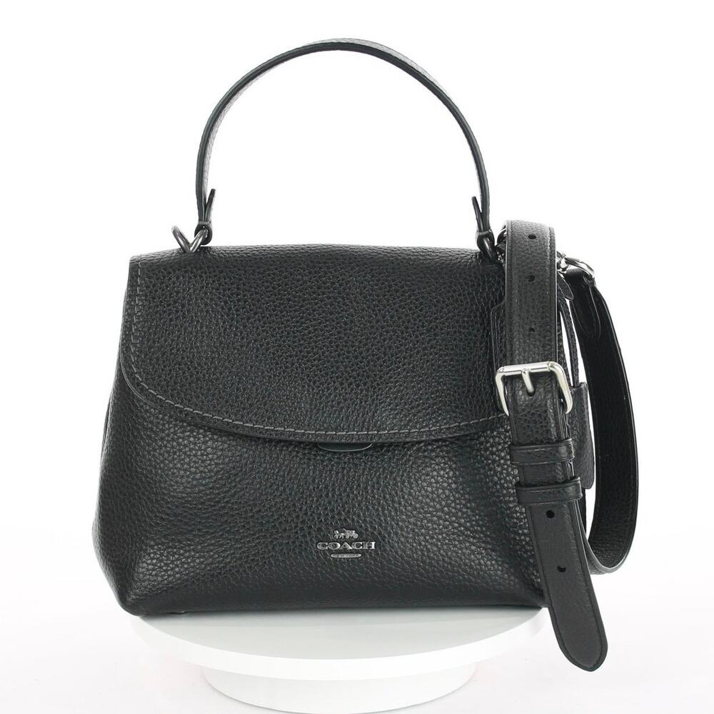 Coach Emory Pebbled Black Leather Top Handle Satchel Bag CCE53